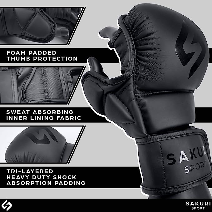 SAKURI MMA Sparring Gloves - Black